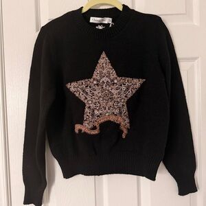 Dior Black Wool/ Cashmere Sweater with Rose-Gold Embellished Star